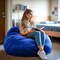 Flash Furniture Bean Bag Chair, Blue Back, 42 in W 42" L 19" H DG-BEAN-LARGE-SOLID-ROYBL-GG - alternate 9